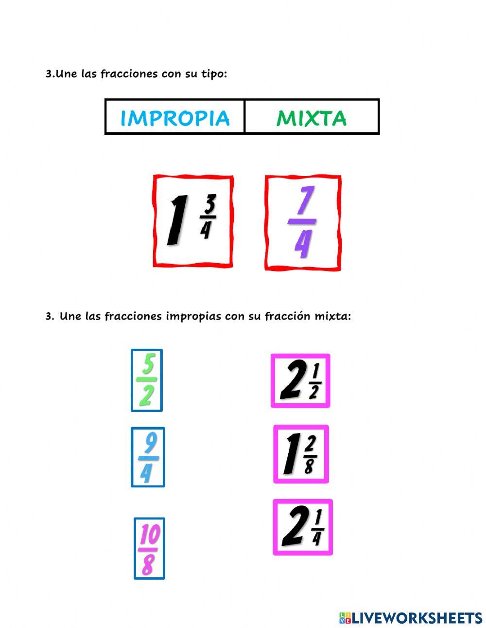 Fracciones impropias a mixtas