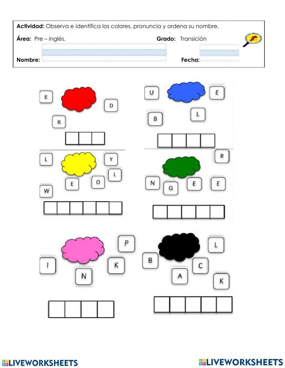 Ficha Colores En Ingles Los colores en ingles interactive exercise for PREESCOLAR | Live Worksheets