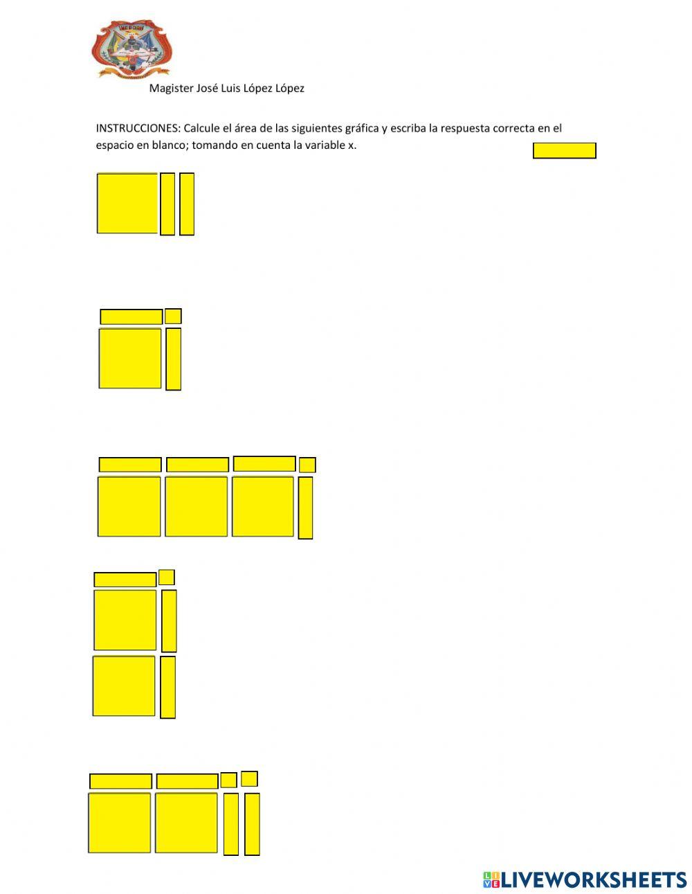 Calculo de área usando la variable x