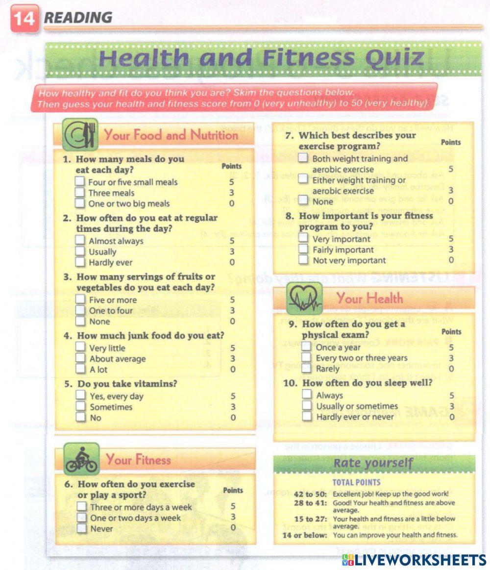 Health and Fitness Quiz