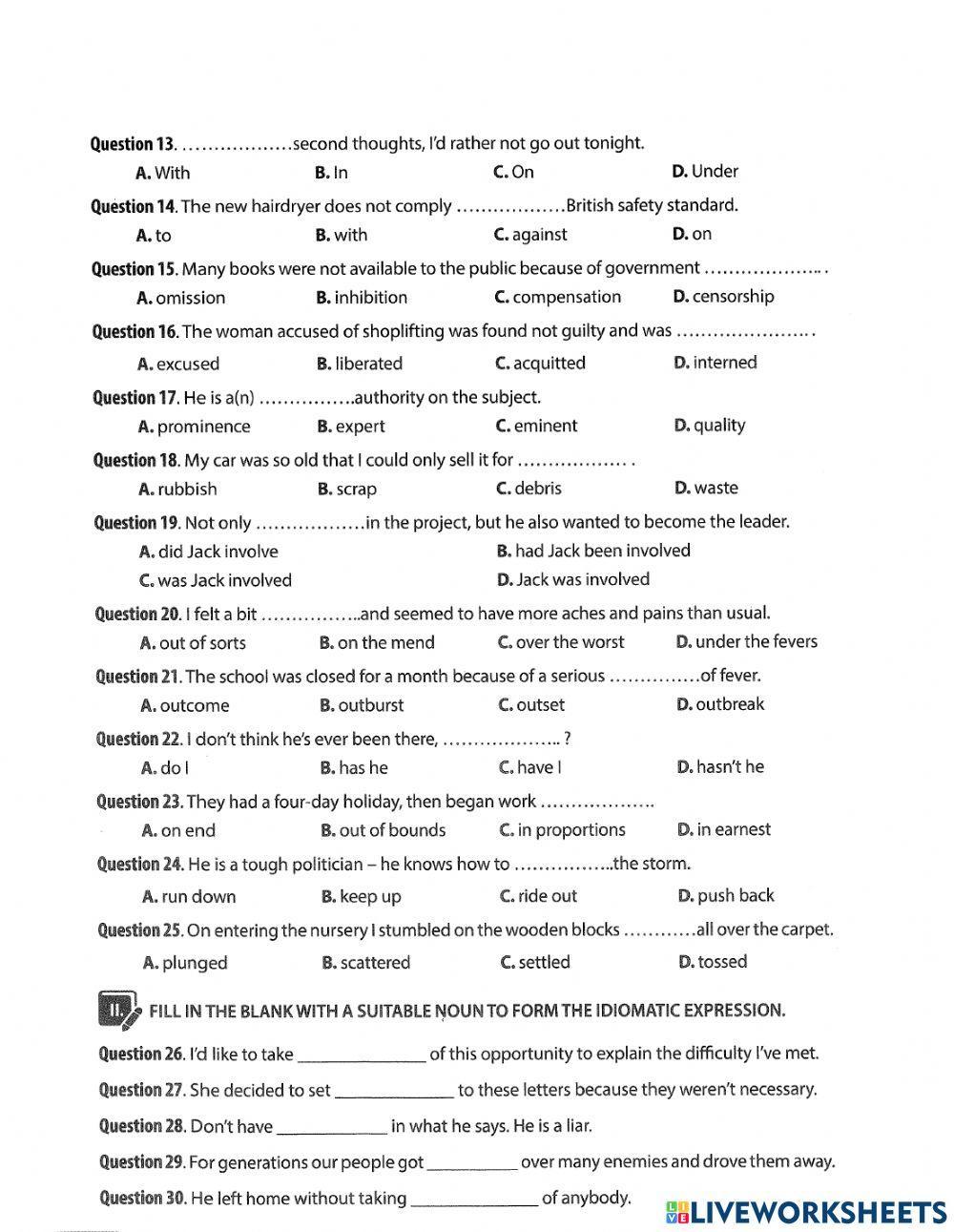 Đề thi thử chuyên anh số 1