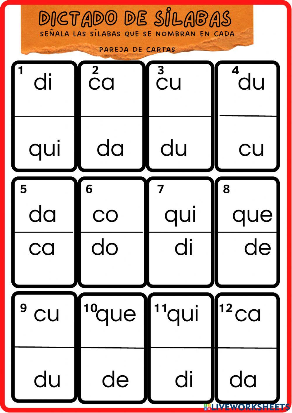 Iniciación a la lectura de sílabas