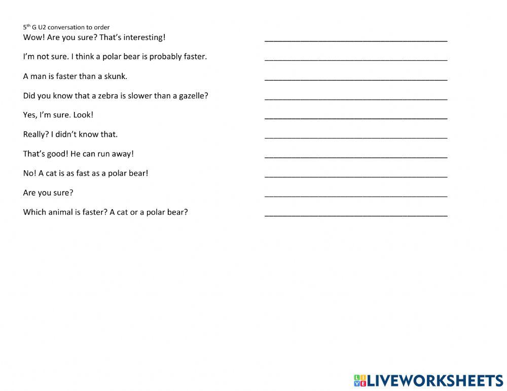 5th G U2 conversation to put in order