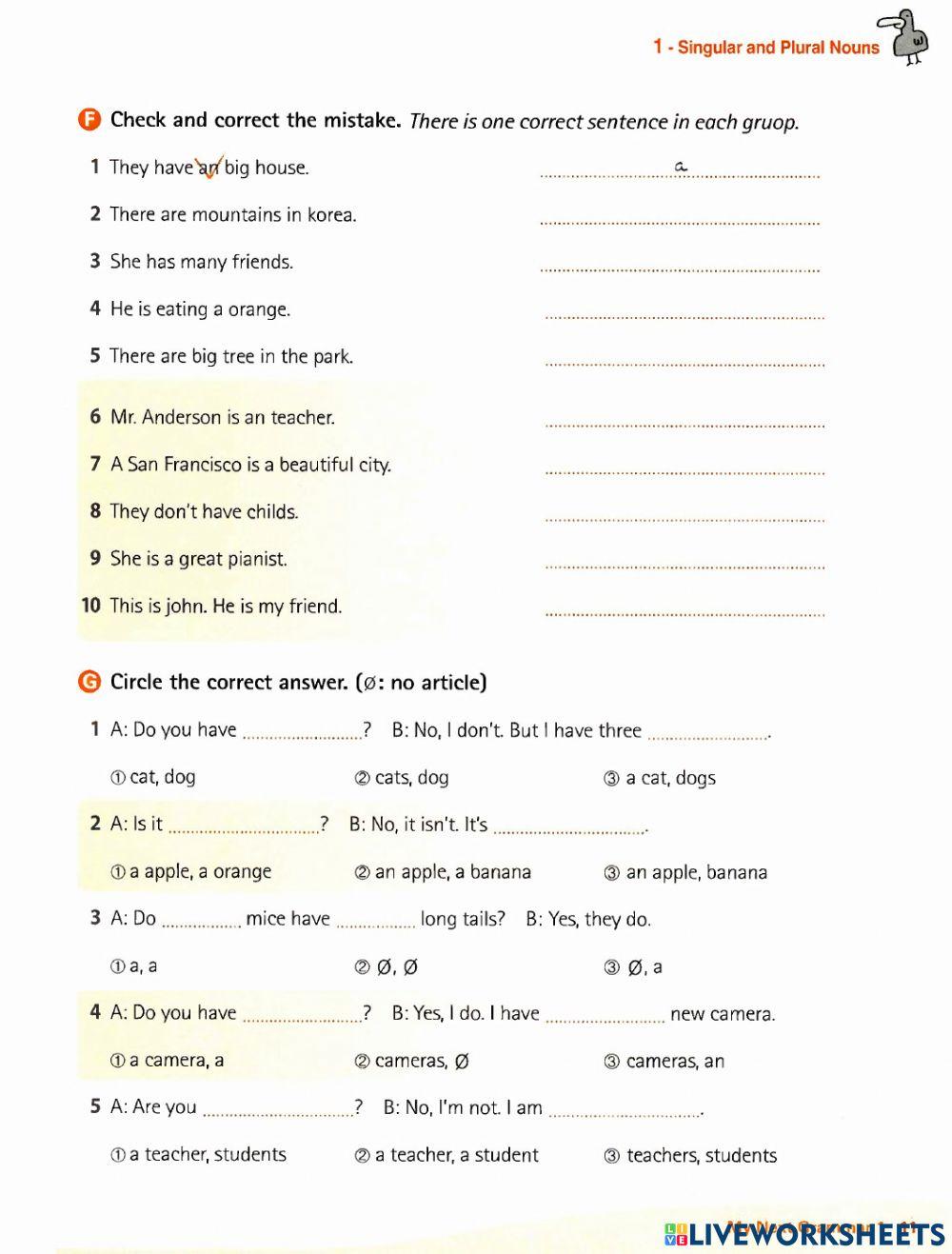Singular & Plural nouns