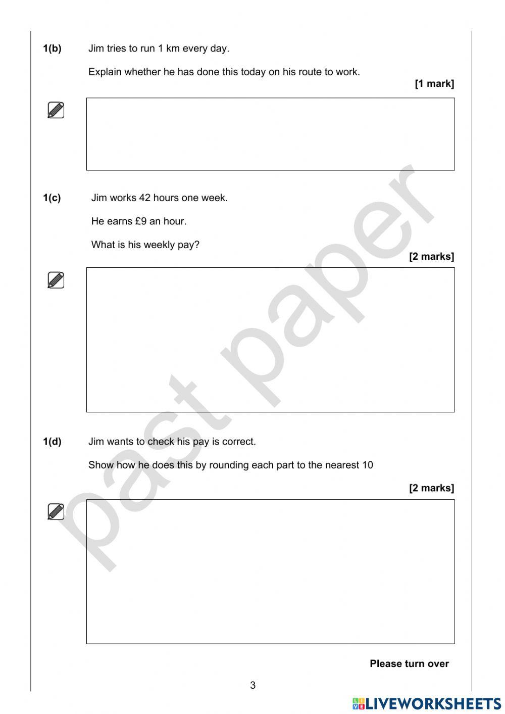NCFE E3 Maths diagnostic Non-Cal
