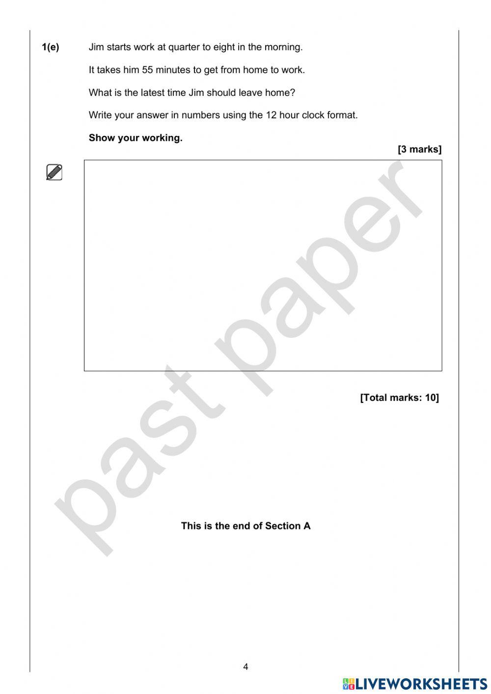 NCFE E3 Maths diagnostic Non-Cal