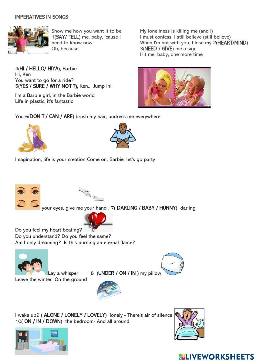 Imperatives in songs