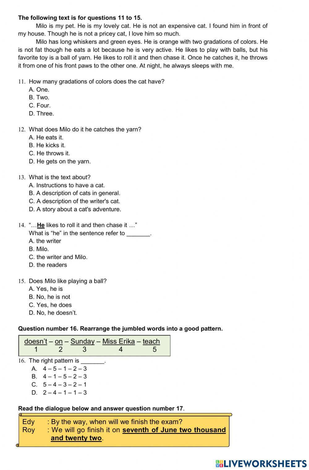 PRE TEST - Kelas 7 (2022-2023)