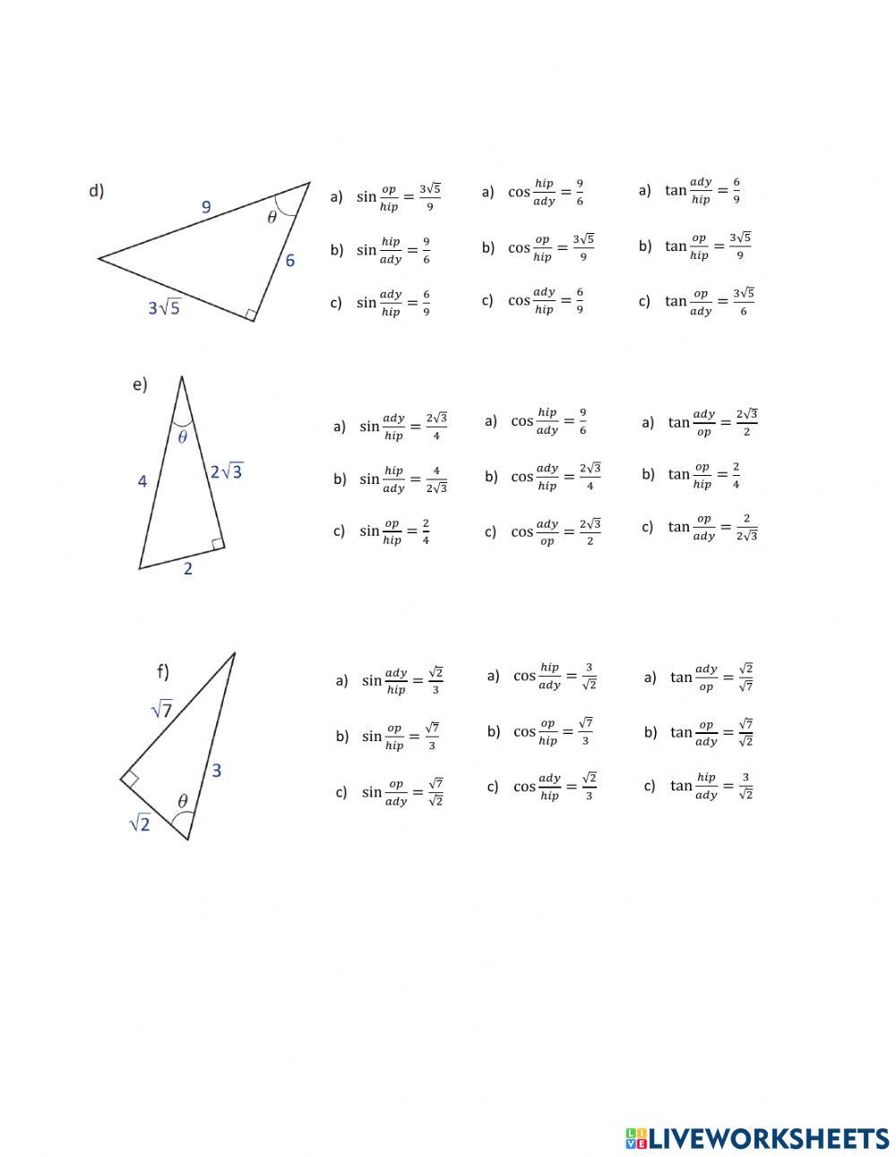 Razones trigonométricas de ángulos agudos