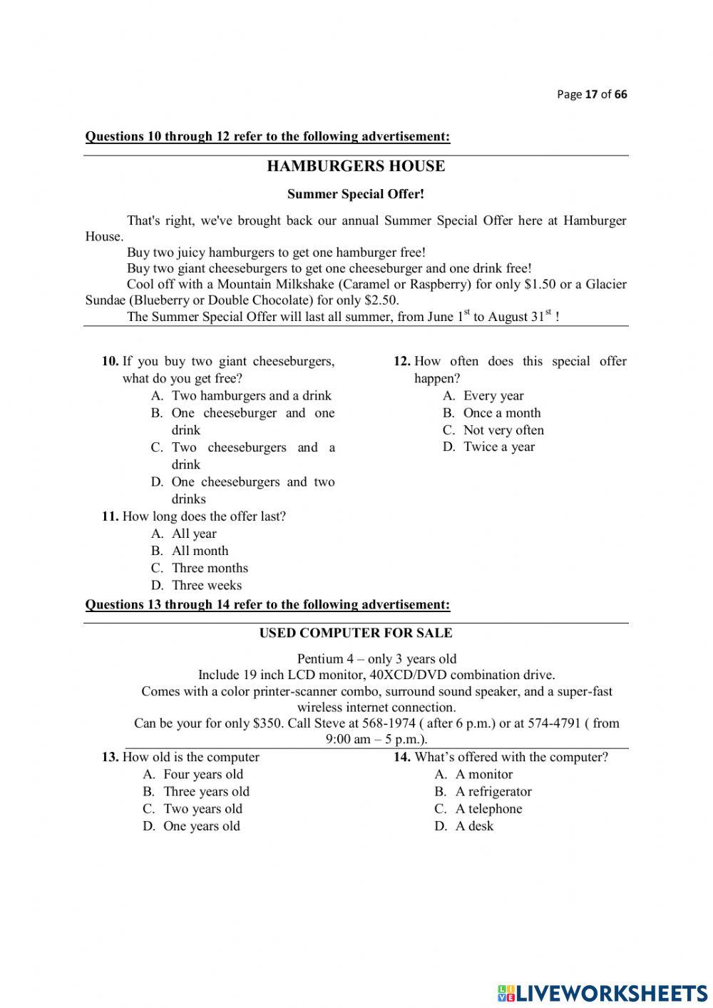 Reading comprehension