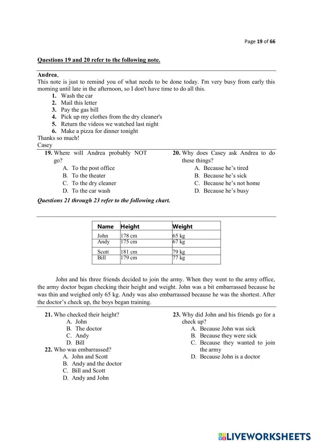 Reading comprehension