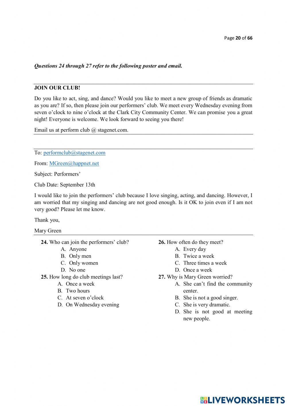 Reading comprehension