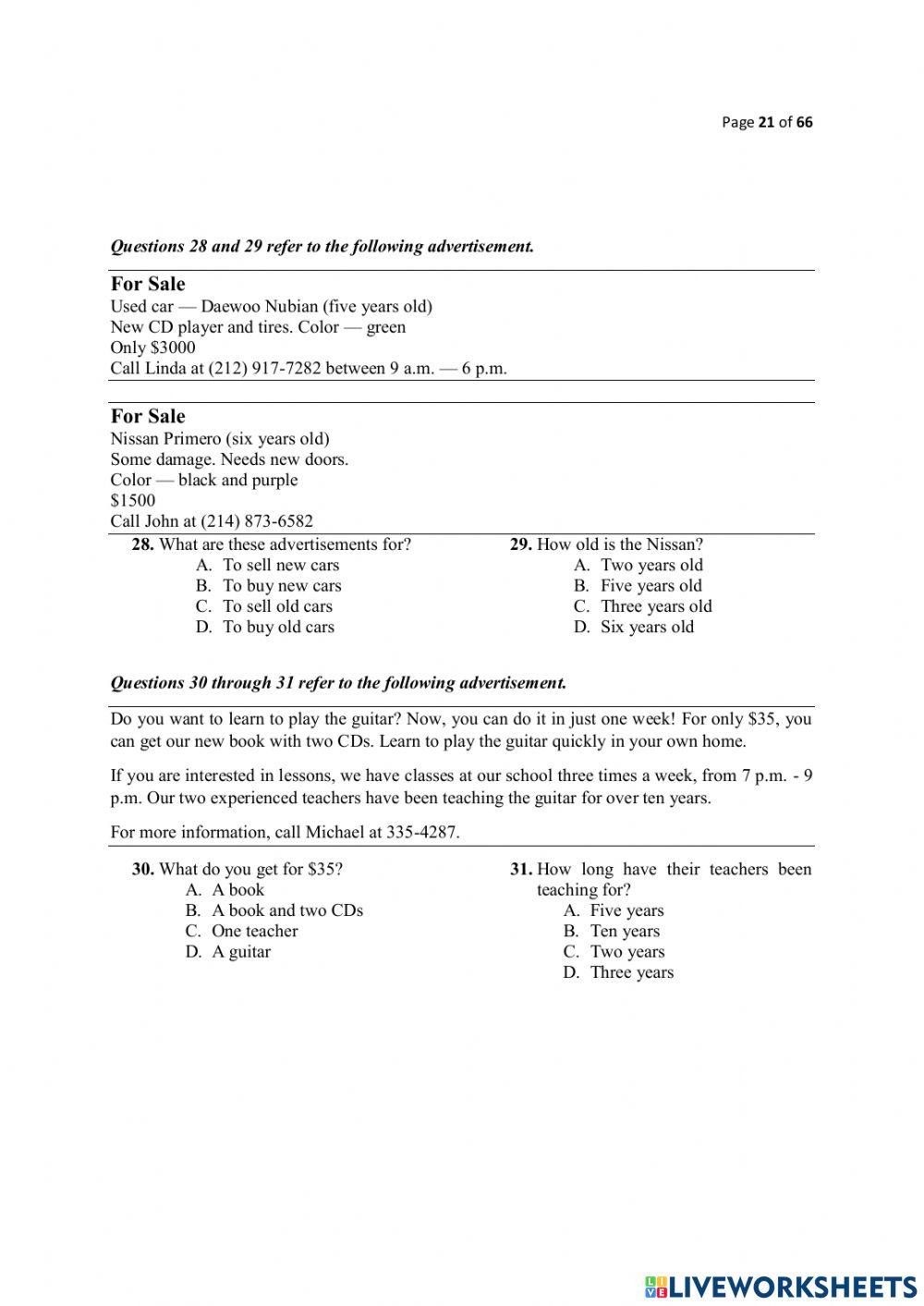 Reading comprehension