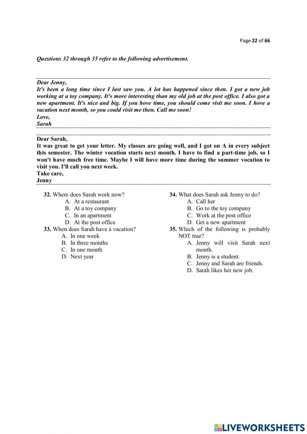 Reading comprehension