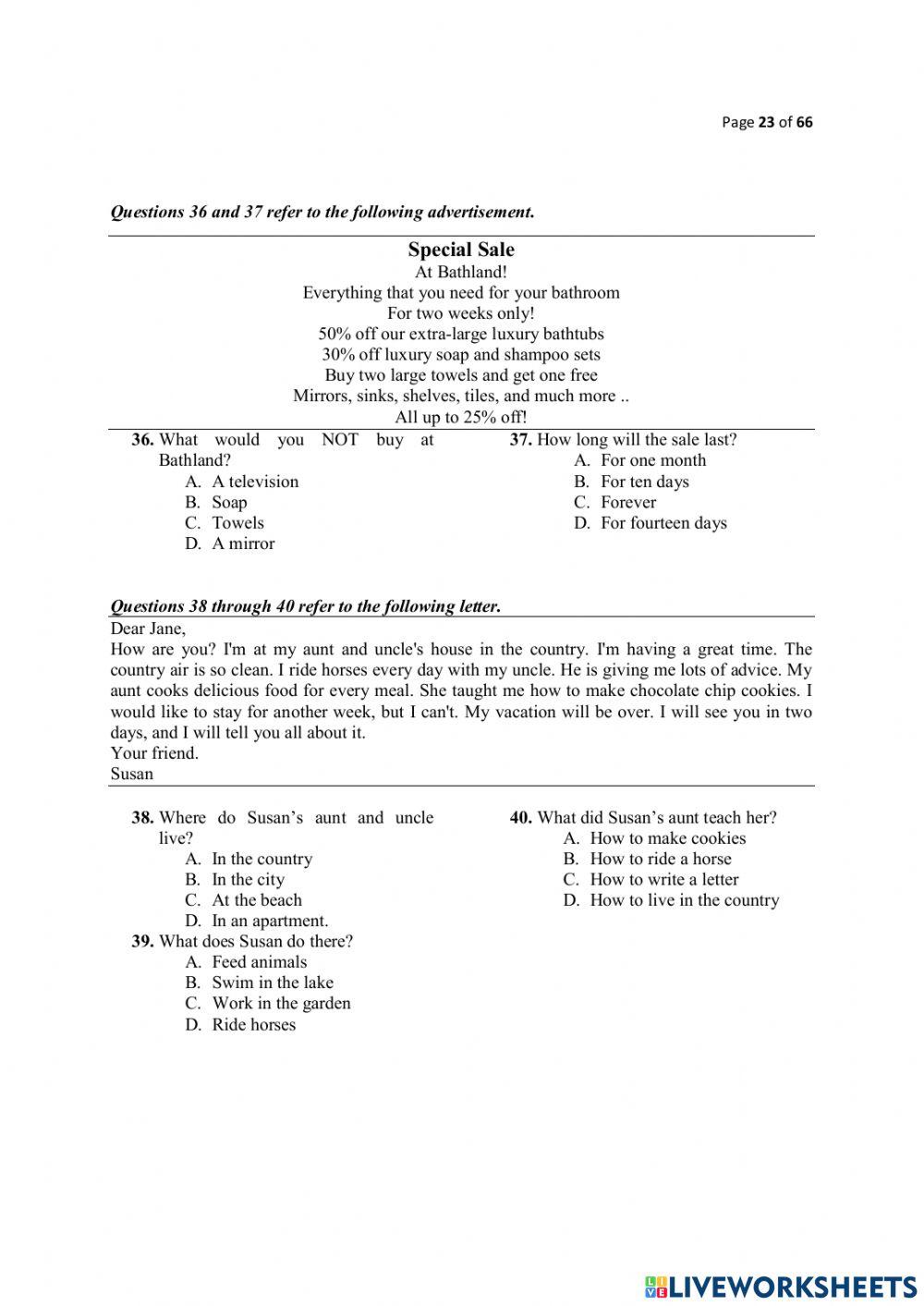 Reading comprehension