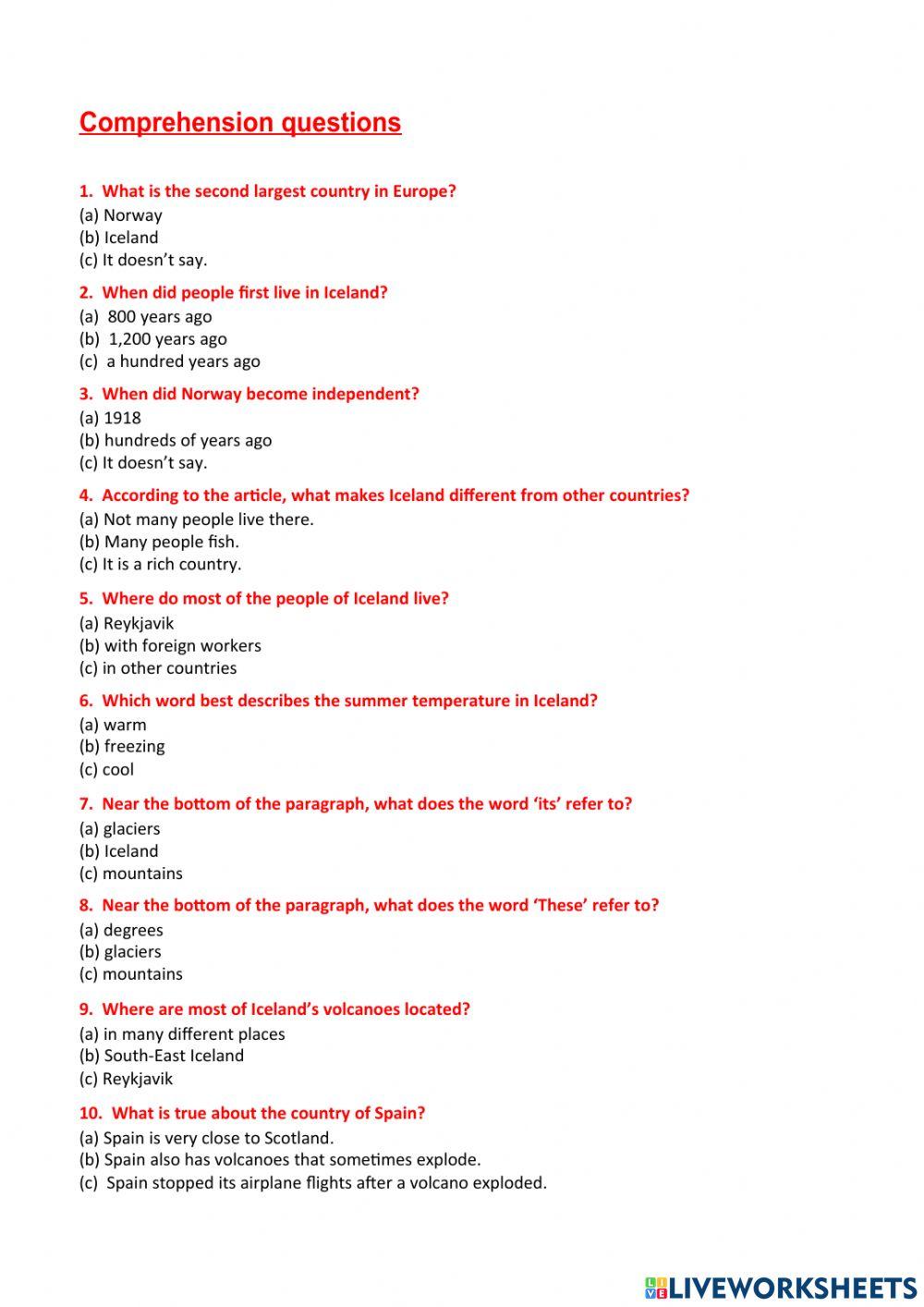 Iceland - reading B1