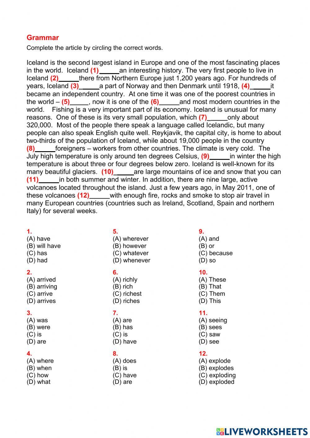 Iceland - reading B1