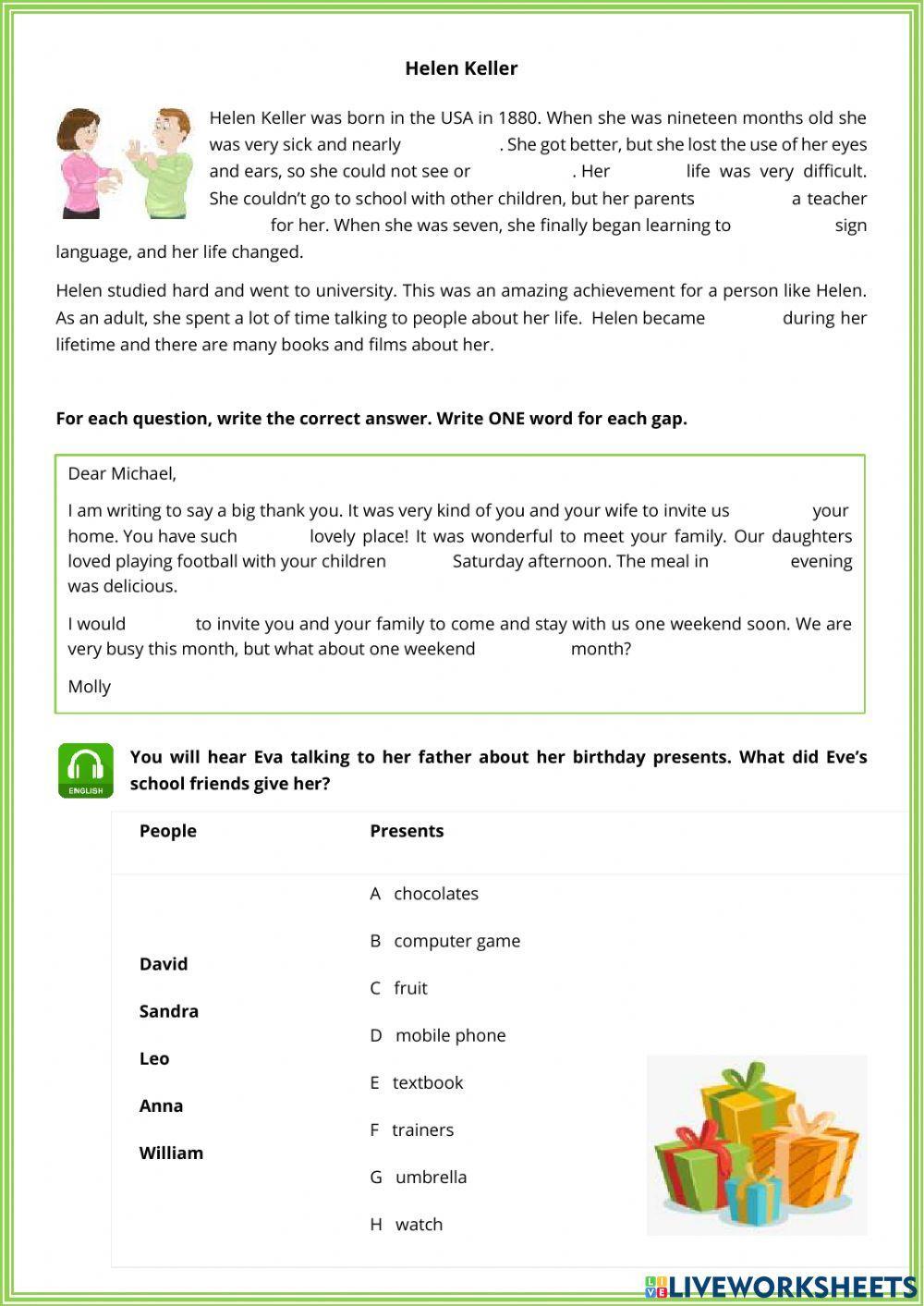 KET Reading and listening