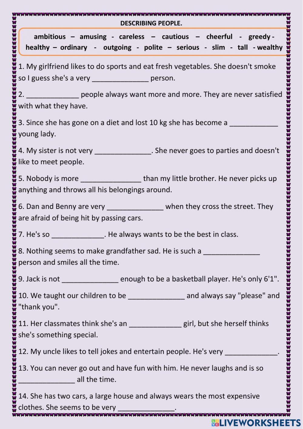 Personal Adjectives.