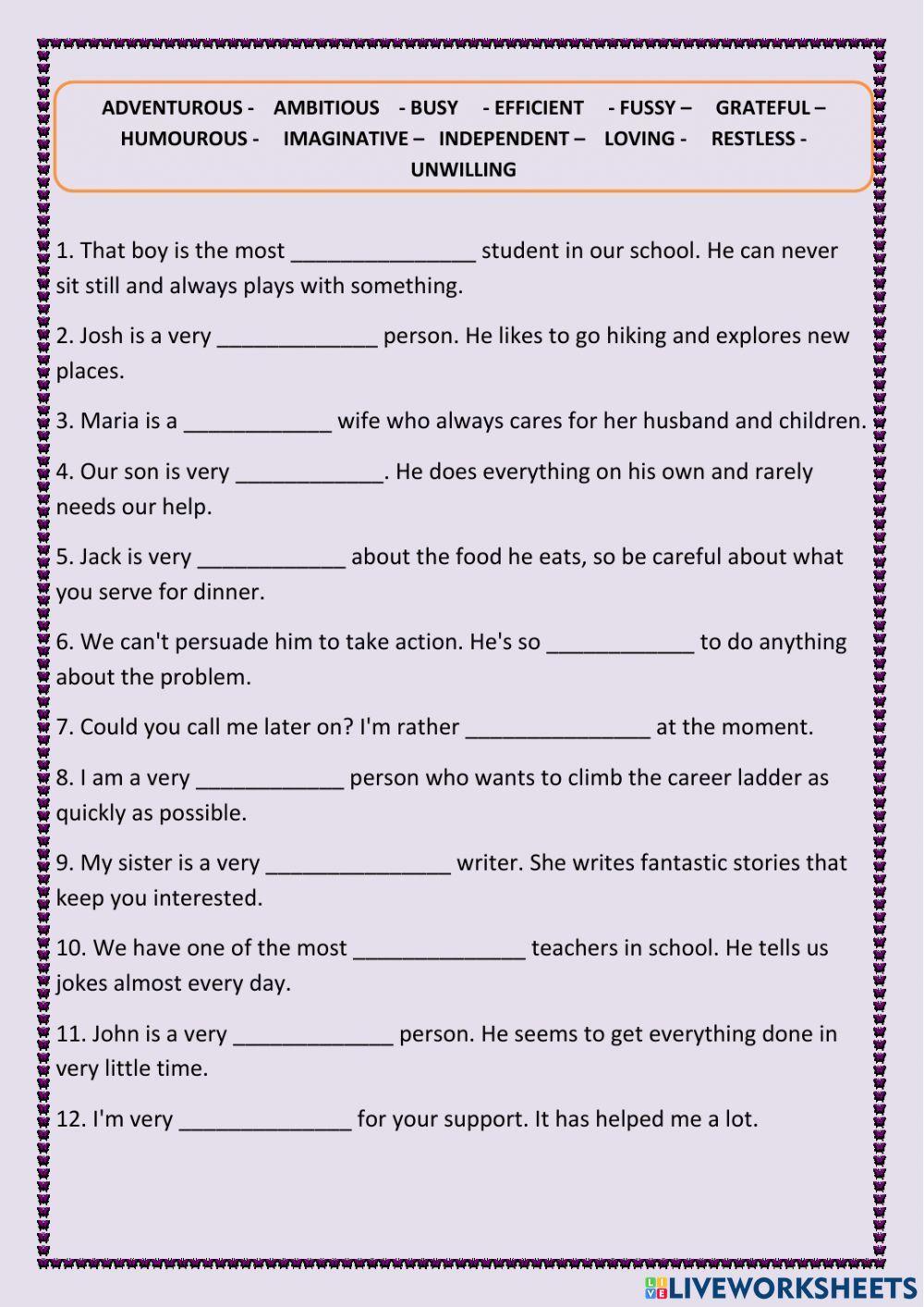 Personal Adjectives.