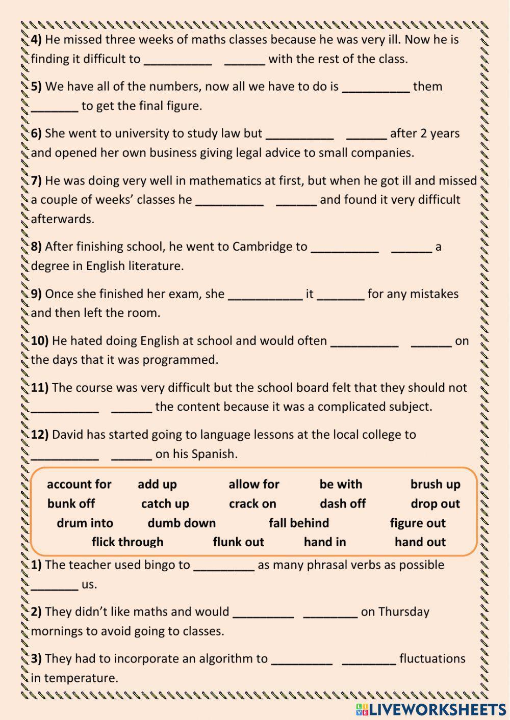Phrasal Verbs Education