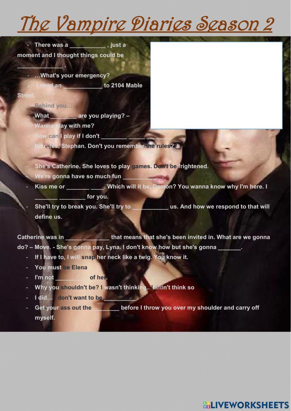 The Vampire Diaries Season 2 worksheet | Live Worksheets