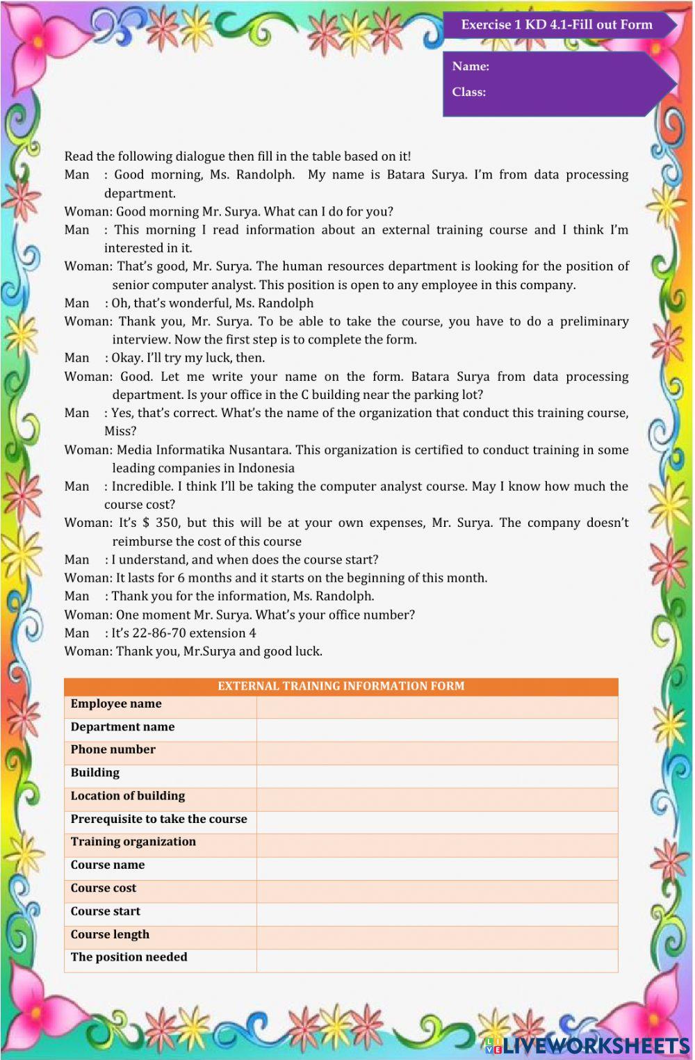 Exercise 1 KD 4.1-Fill out Form