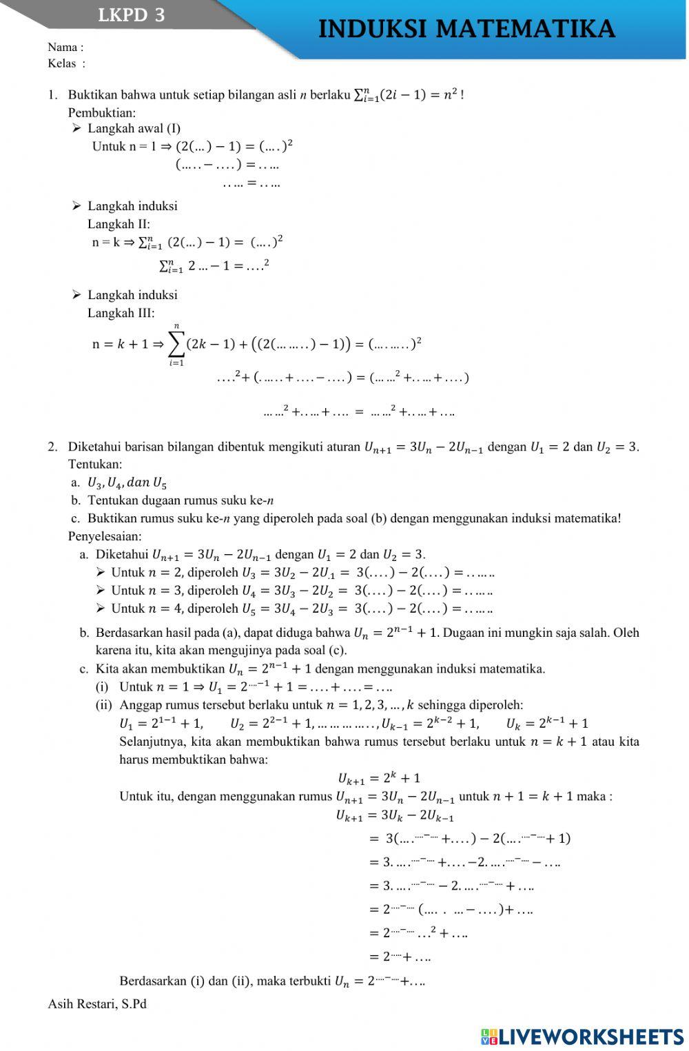 Pembuktian Barisan Bilangan