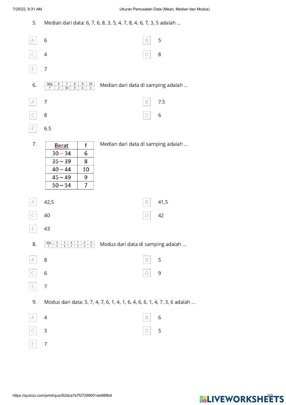 Ukuran Pemusatan Data