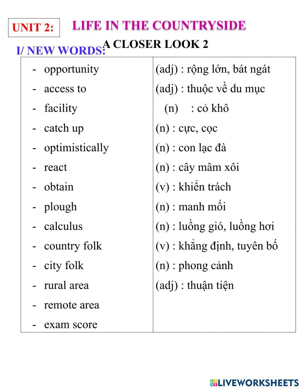 English 8- unit 2- a closer look 2