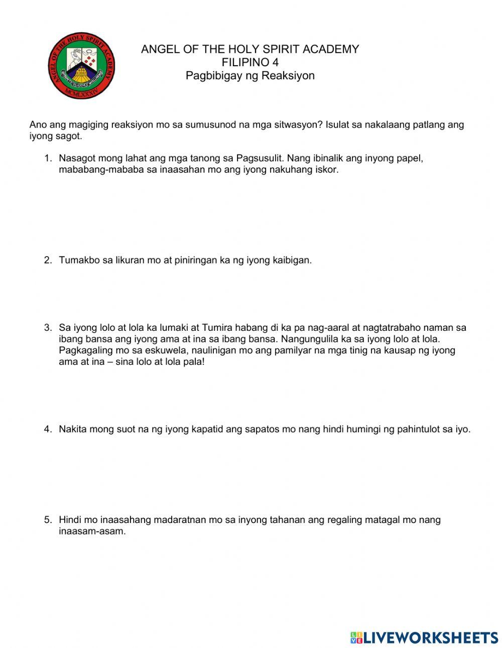 Pagbibigay ng Reaksiyon