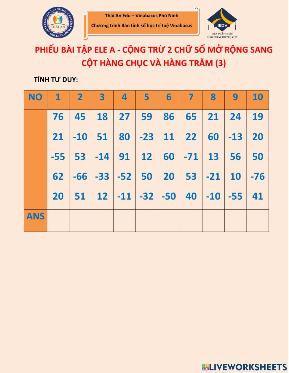 Ele A-Cộng trừ 2 chữ số mở rộng sang cột hàng chục và hàng trăm (3)