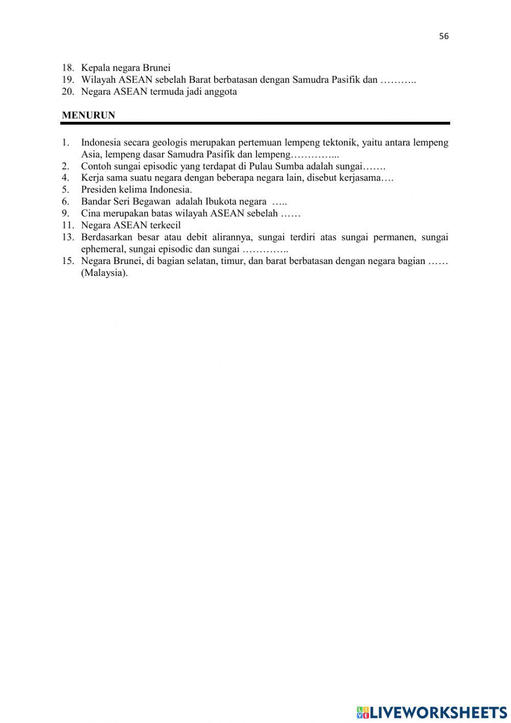 Crossword IPS 2516 Mihyal Ain Live Worksheets