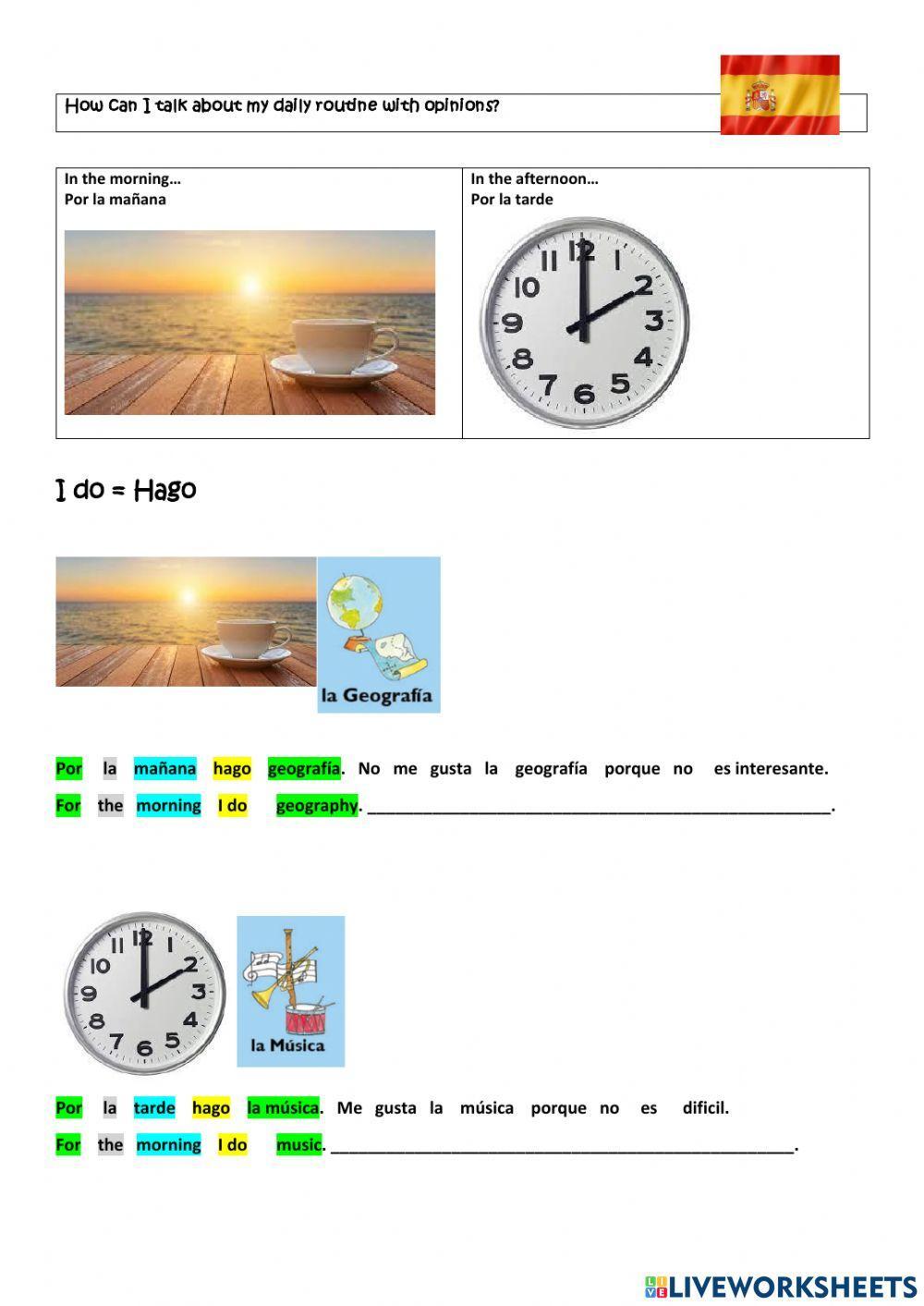 Spanish - routines and feelings