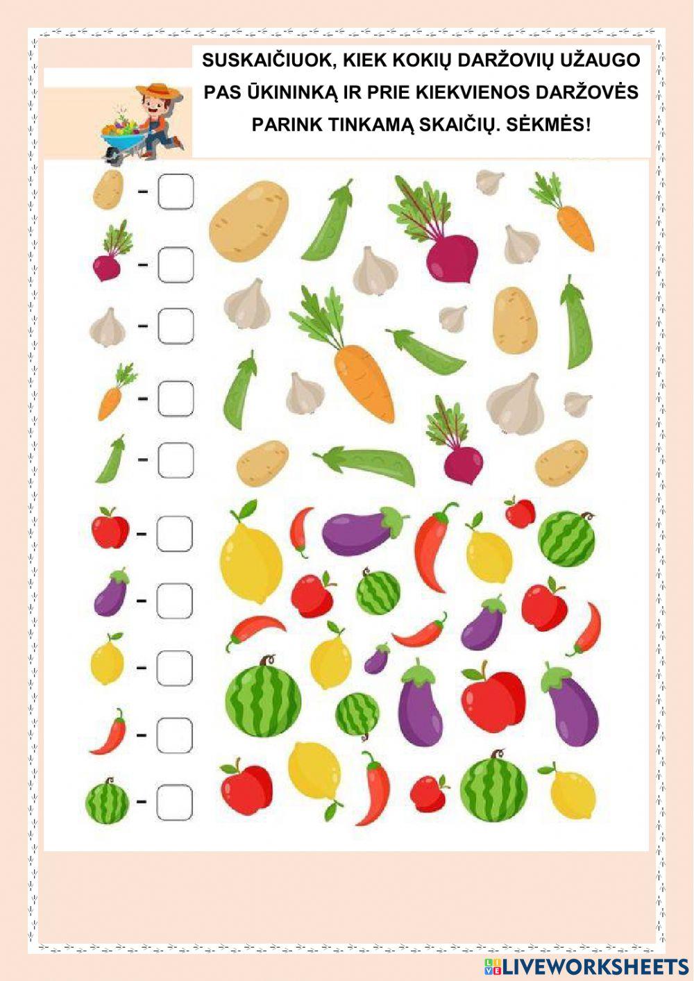 Skaičiavimas. Daržovės