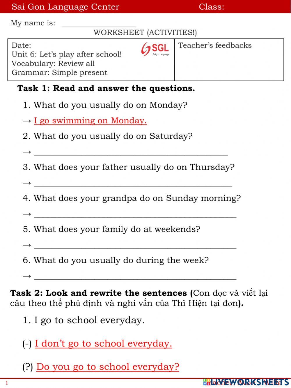 Let's play after school! activity for Class: Goldfish + Taro | Live ...