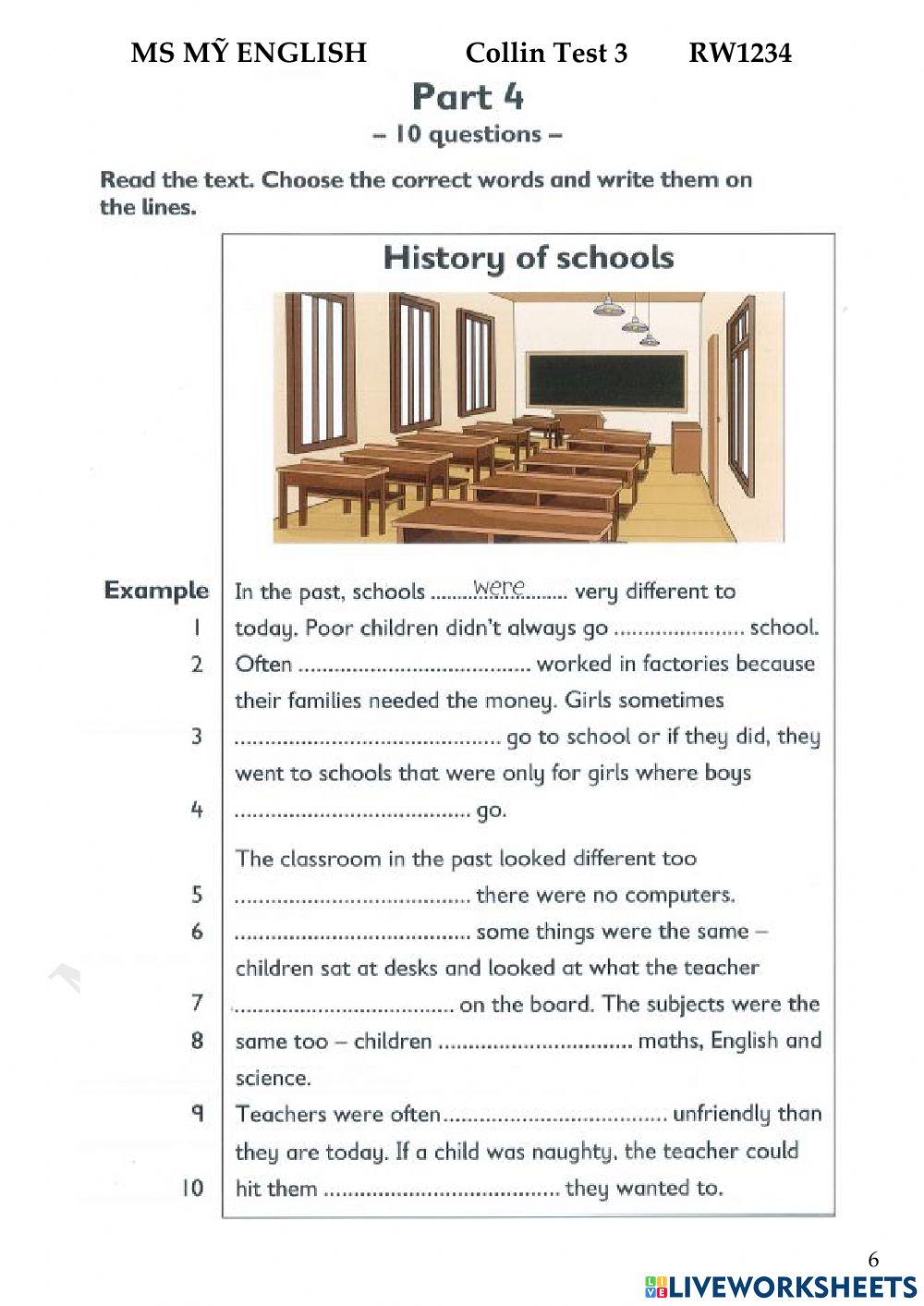 Test 3 RW 1234 Coll F online exercise for Live Worksheets