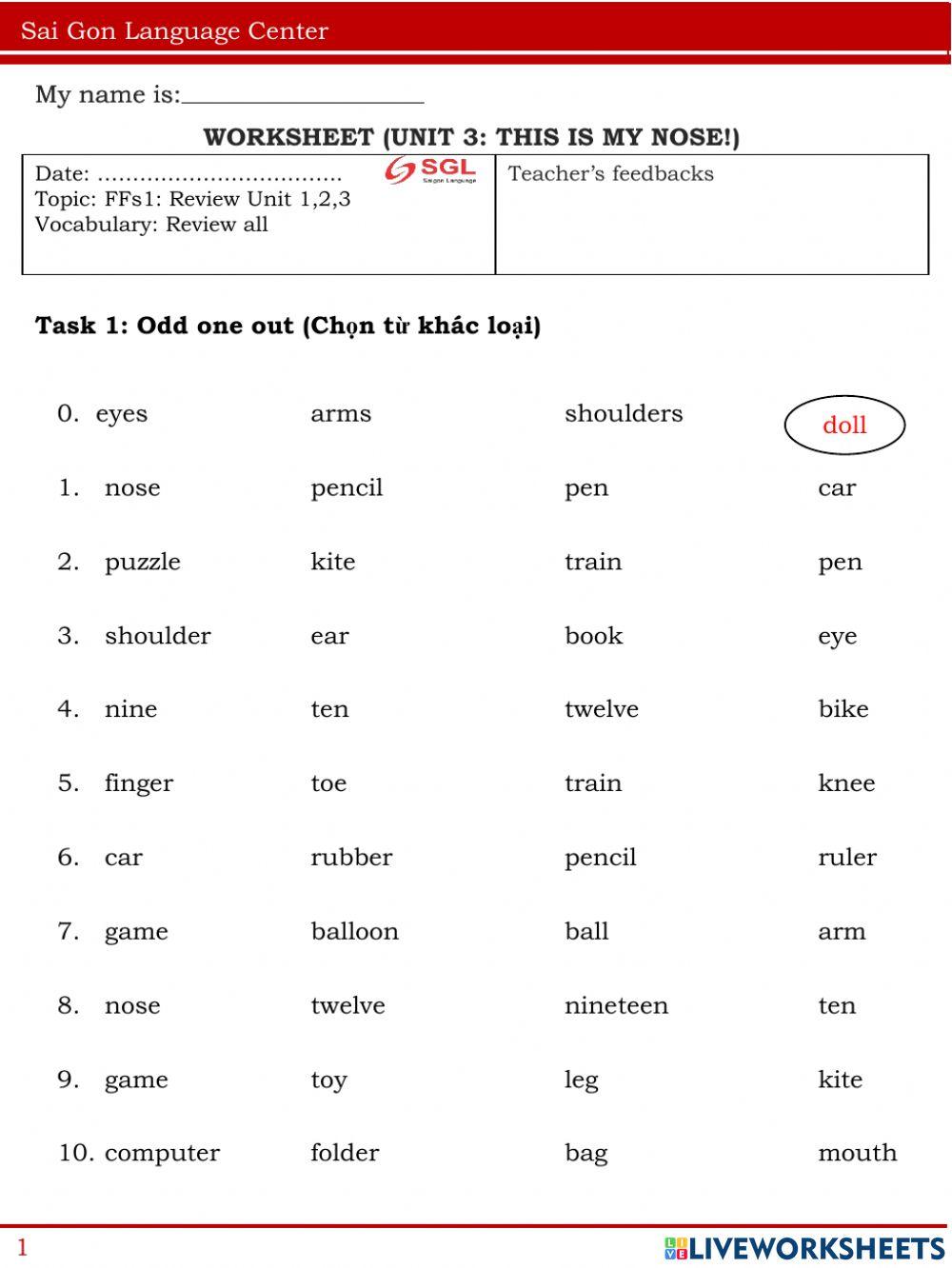 FFs1. Review Unit 1 2 3