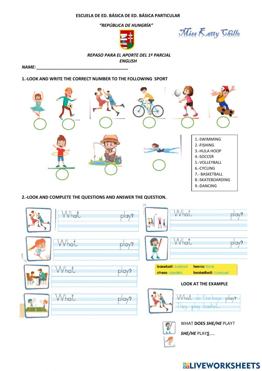 Repaso para el aporte del 1º parcial 4º basica