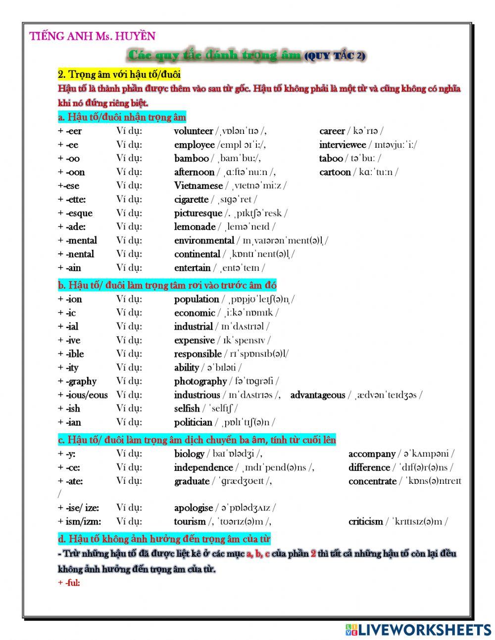 Quy tắc trọng âm (quy tắc 2)