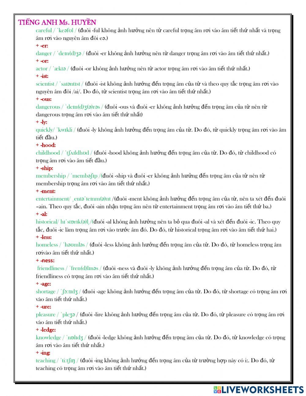 Quy tắc trọng âm (quy tắc 2)