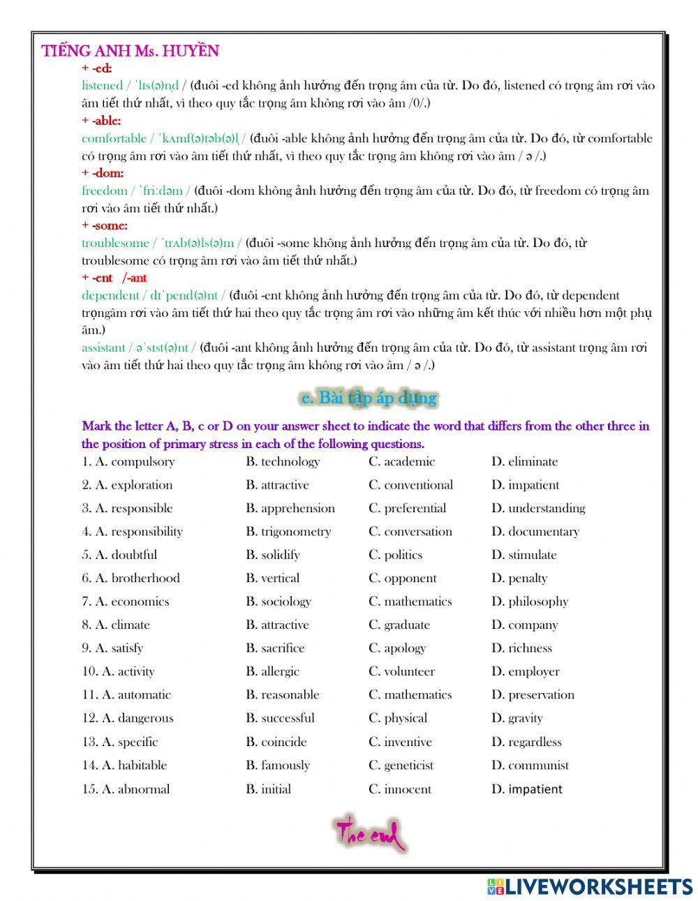 Quy tắc trọng âm (quy tắc 2)