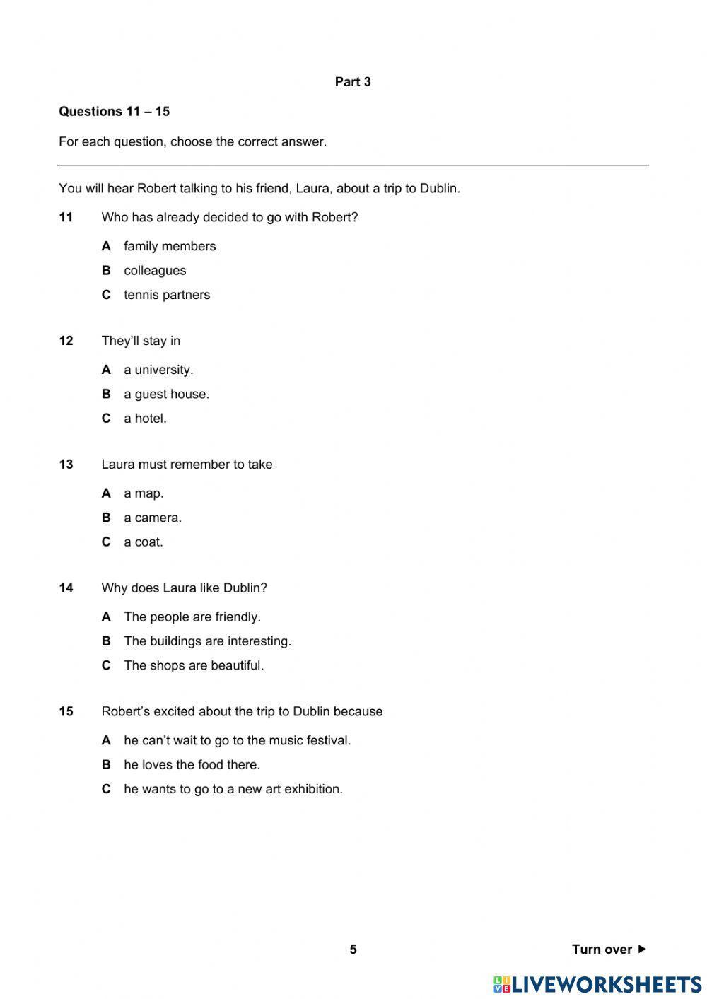 PET Practice test Listening