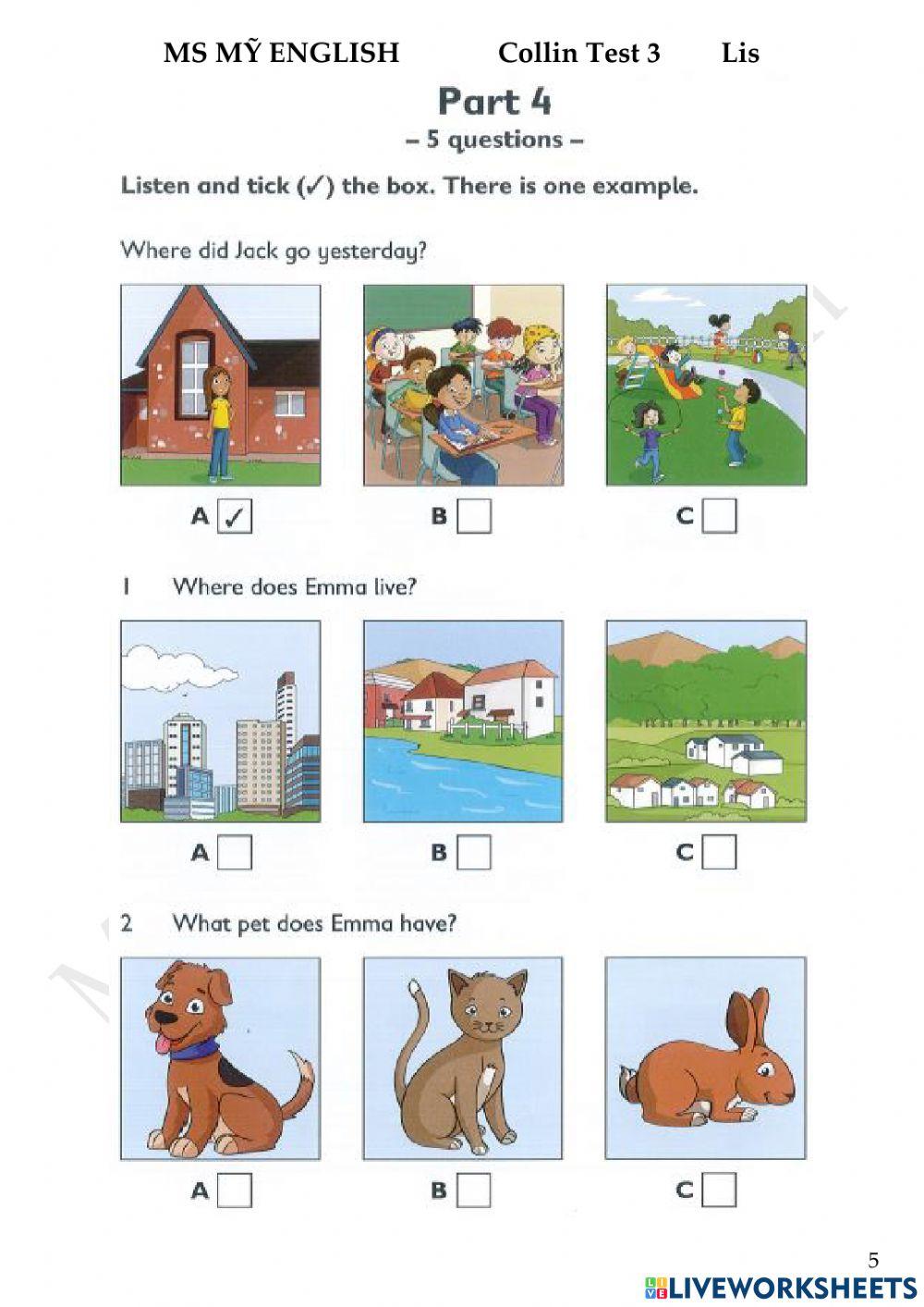Test 3 Lis Coll F online exercise for Live Worksheets