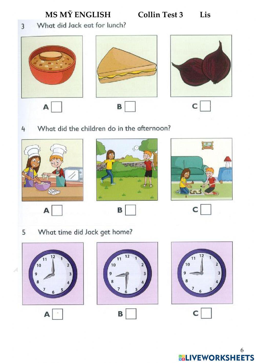 Test 3 Lis Coll F online exercise for Live Worksheets