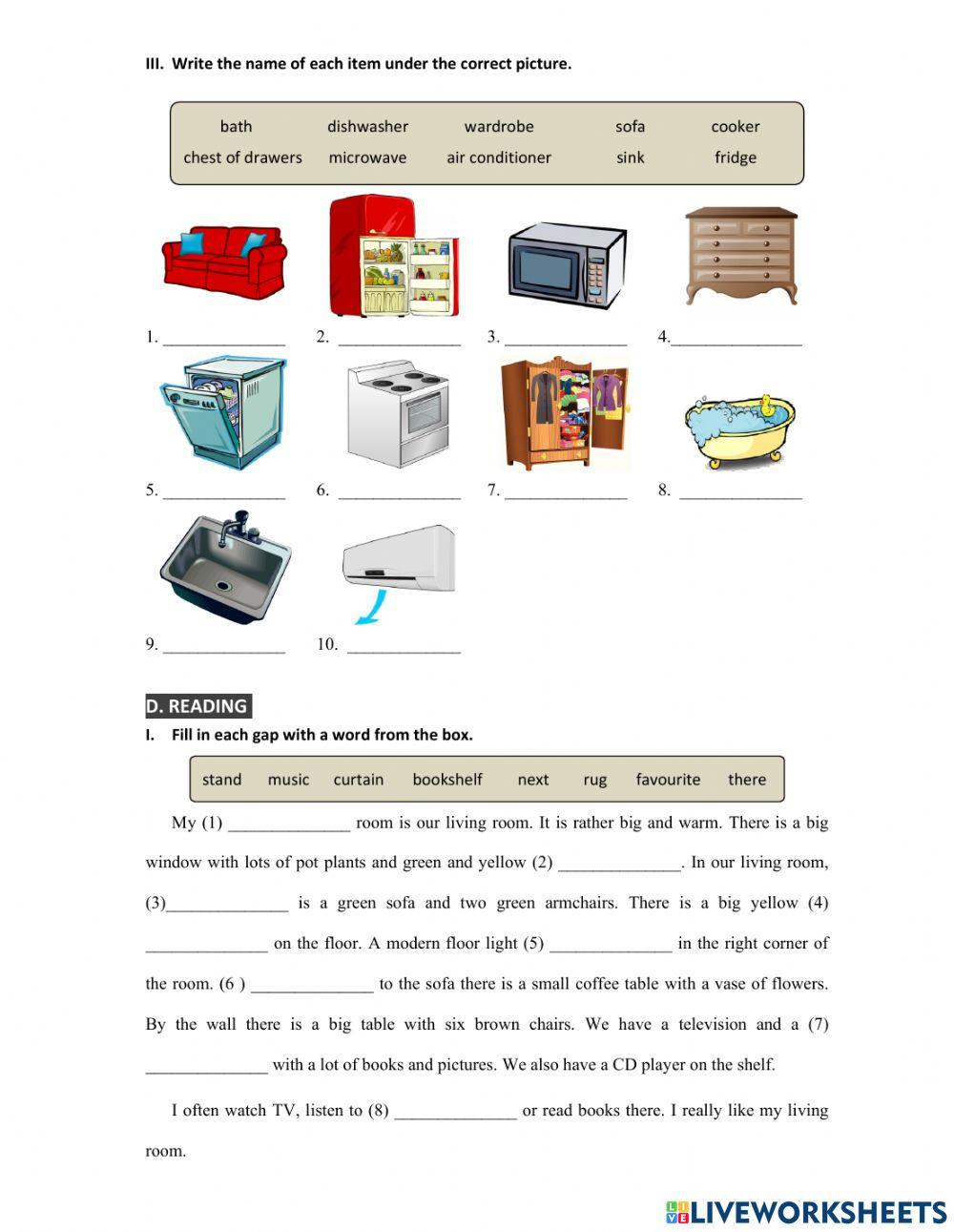 G6 U2 My house - s. es - vocab