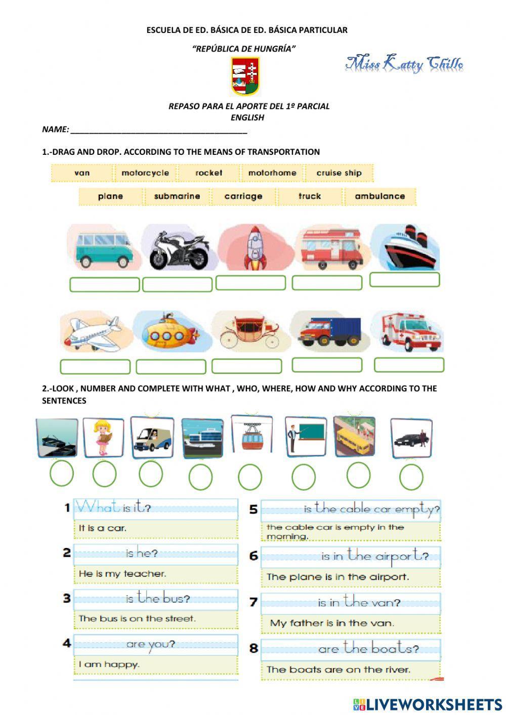 Repaso para el aporte de inglés 6to