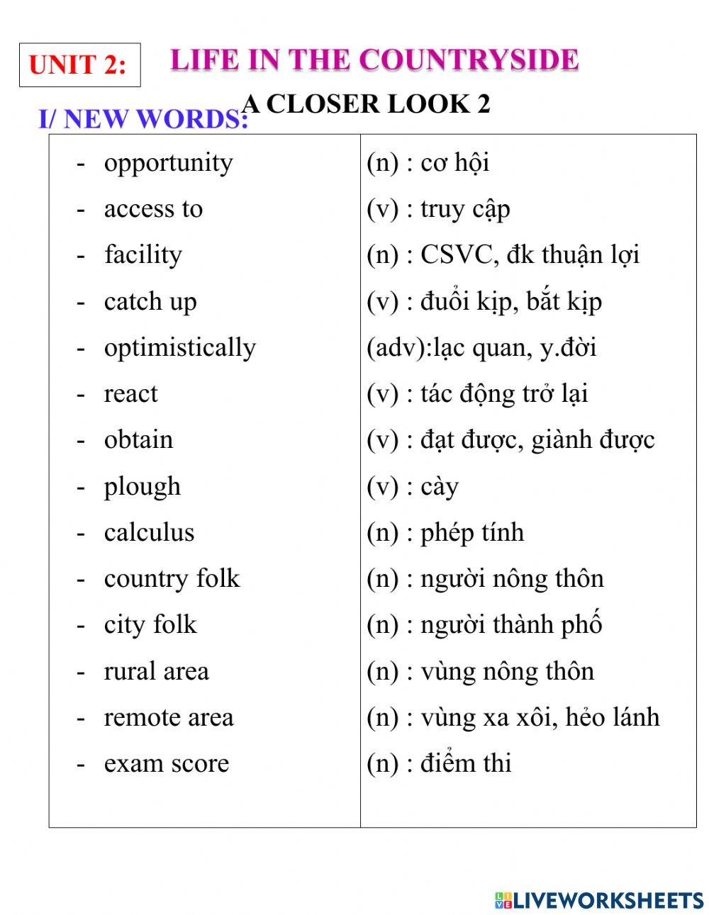 English 8- unit 2- a closer look 2