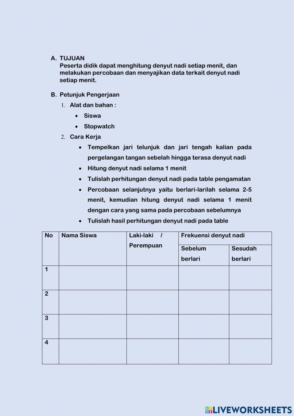 LKPD Frekuensi Denyut Jantung
