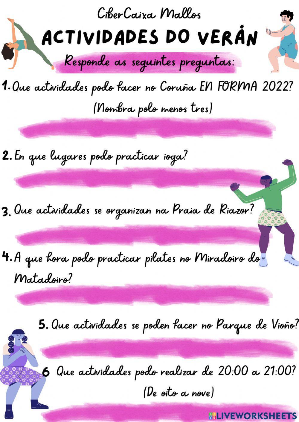Horario de actividades worksheet | Live Worksheets